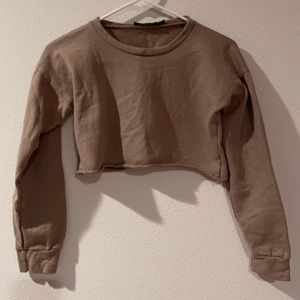 Tan cropped crew neck